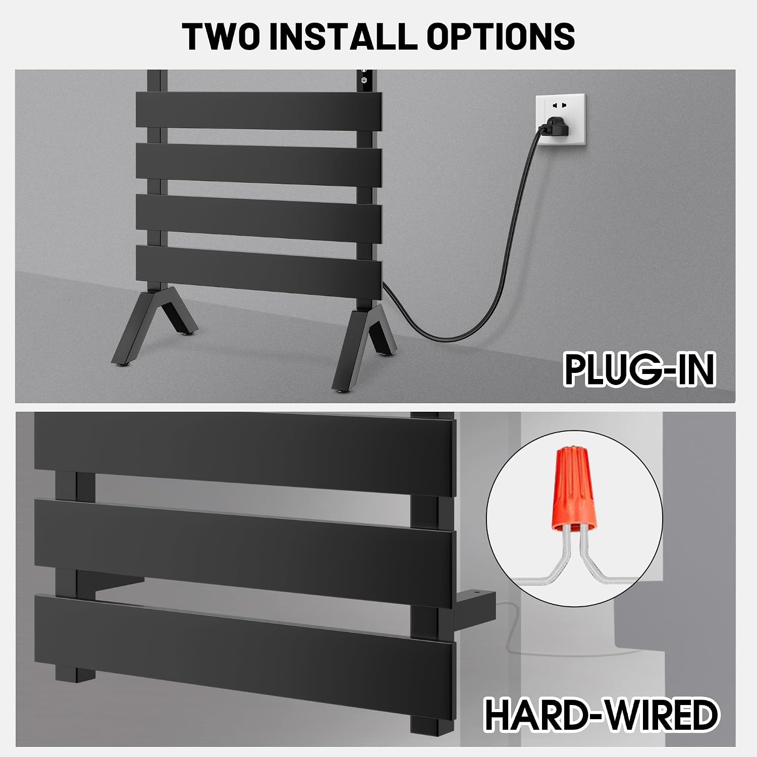 Poloma Freestanding Heated Towel Racks for Bathroom, Towel Warmer Rack, Towel Dryer, Matt Black. CSA Certified. | 2 IN 1 Freestanding & Wall Mounted, Electric Towel Dryer, Matt Black. CSA Certified.
