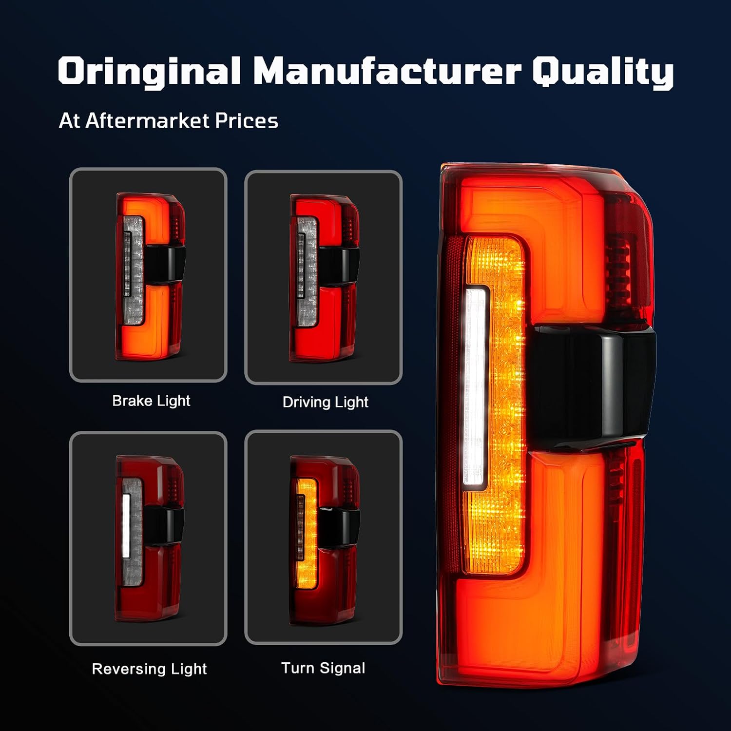 LED Tail Lights Compatible with 2023-2026 Ford F250 F350 Super Duty w/Blind Spot (Module Not Included) w/o Onboard Scales Rear Brake Lamp Assembly ‎ Replace PC3Z13404C (Right Passenger Side)