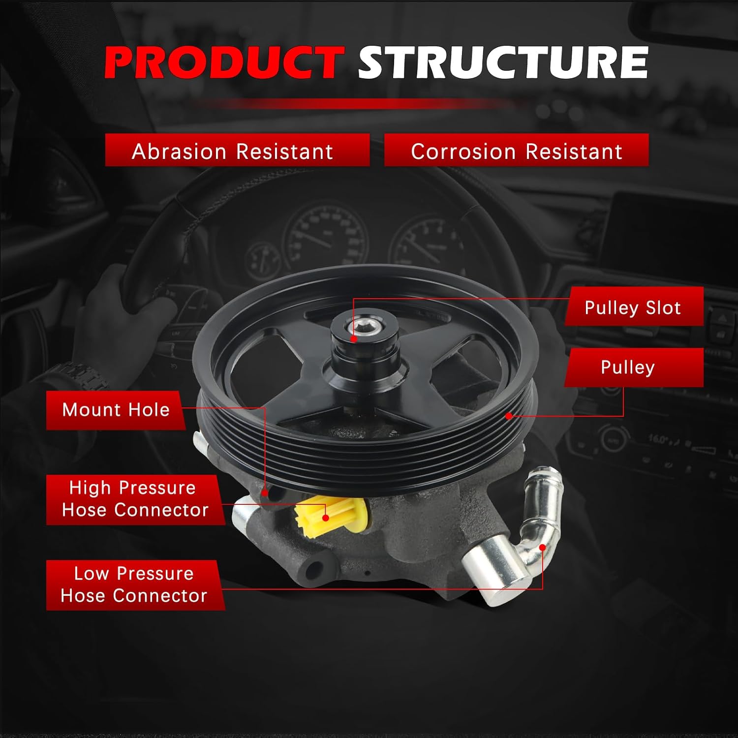 20-386 Power Steering Pump Fit for 2009 F-150 5.4L V8 FLEX & Lobo 5.4L V8 GAS, F-150 4.6L V8 GAS& Lobo 4.6L V8 GAS, Power Assist Pump Replace for 20-386, 20386P1, 20386