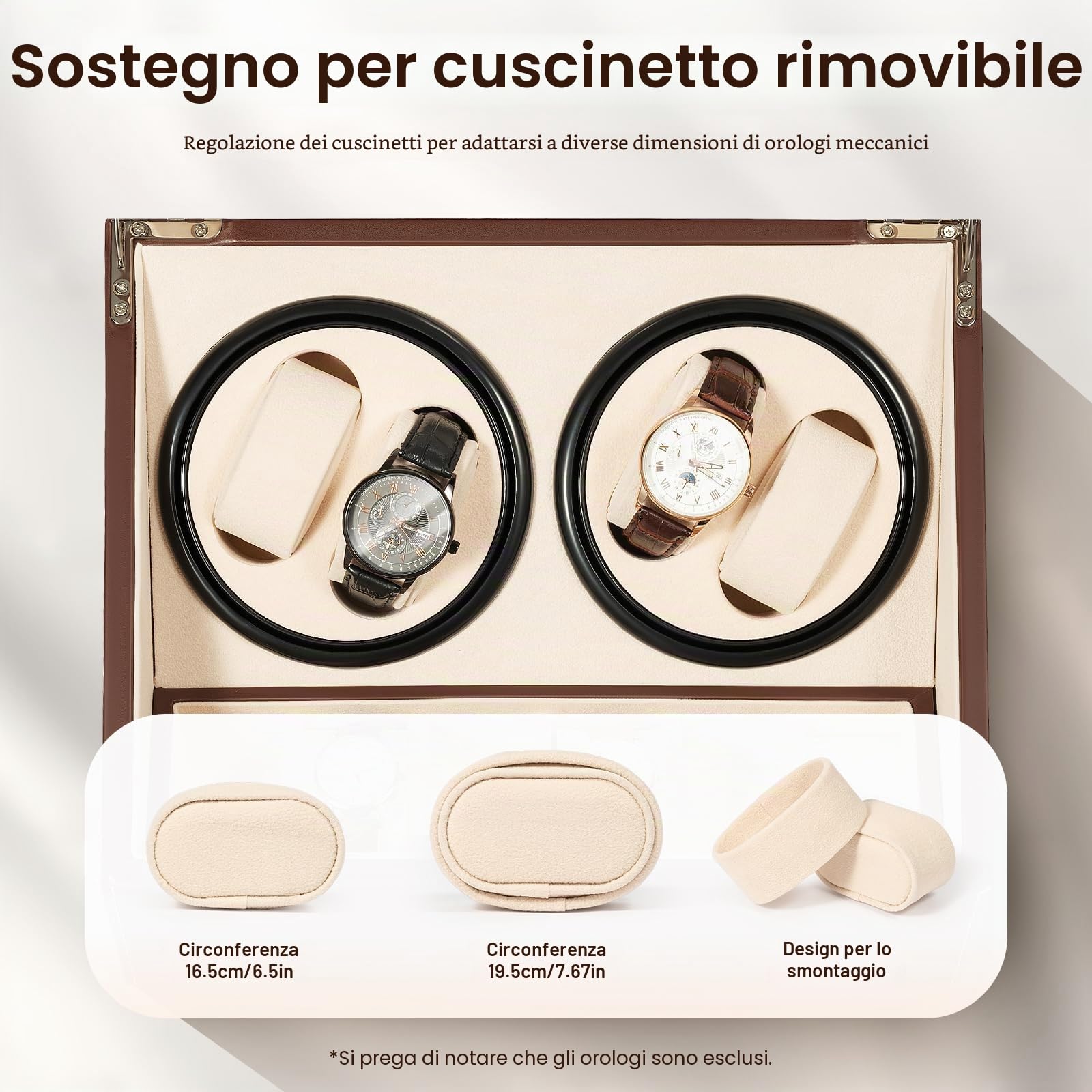 Scatola carica orologi automatici per 4+6 orologi, scatola di conservazione in legno con motore silenzioso, scatola carica orologi per orologi automatici