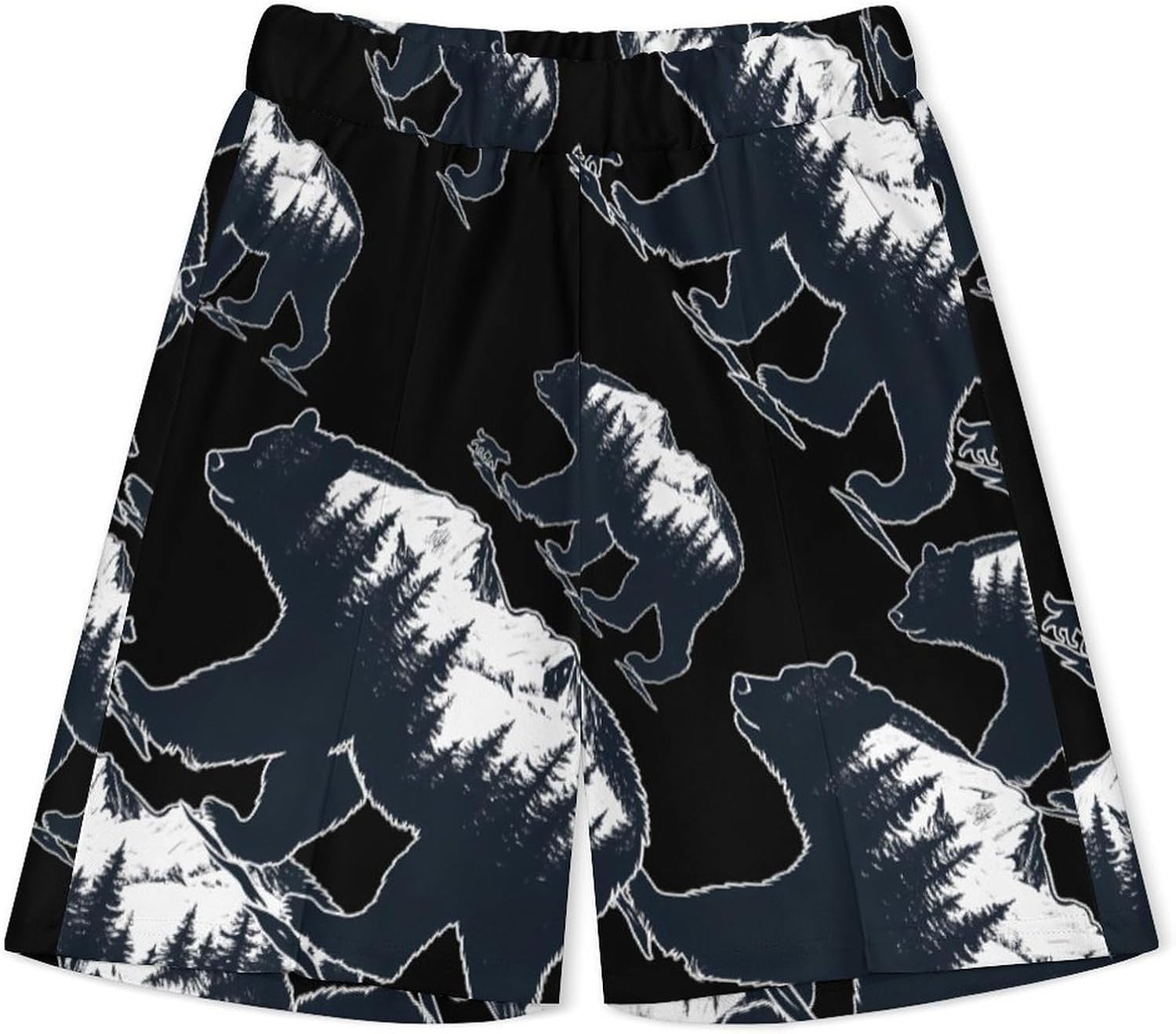 Bear And Wolf in Mountains Mens Polo Shirts Track Suits 2 Piece Short Sleeve Sweatsuit 1/4 Zip Golf Loungewear for Sports