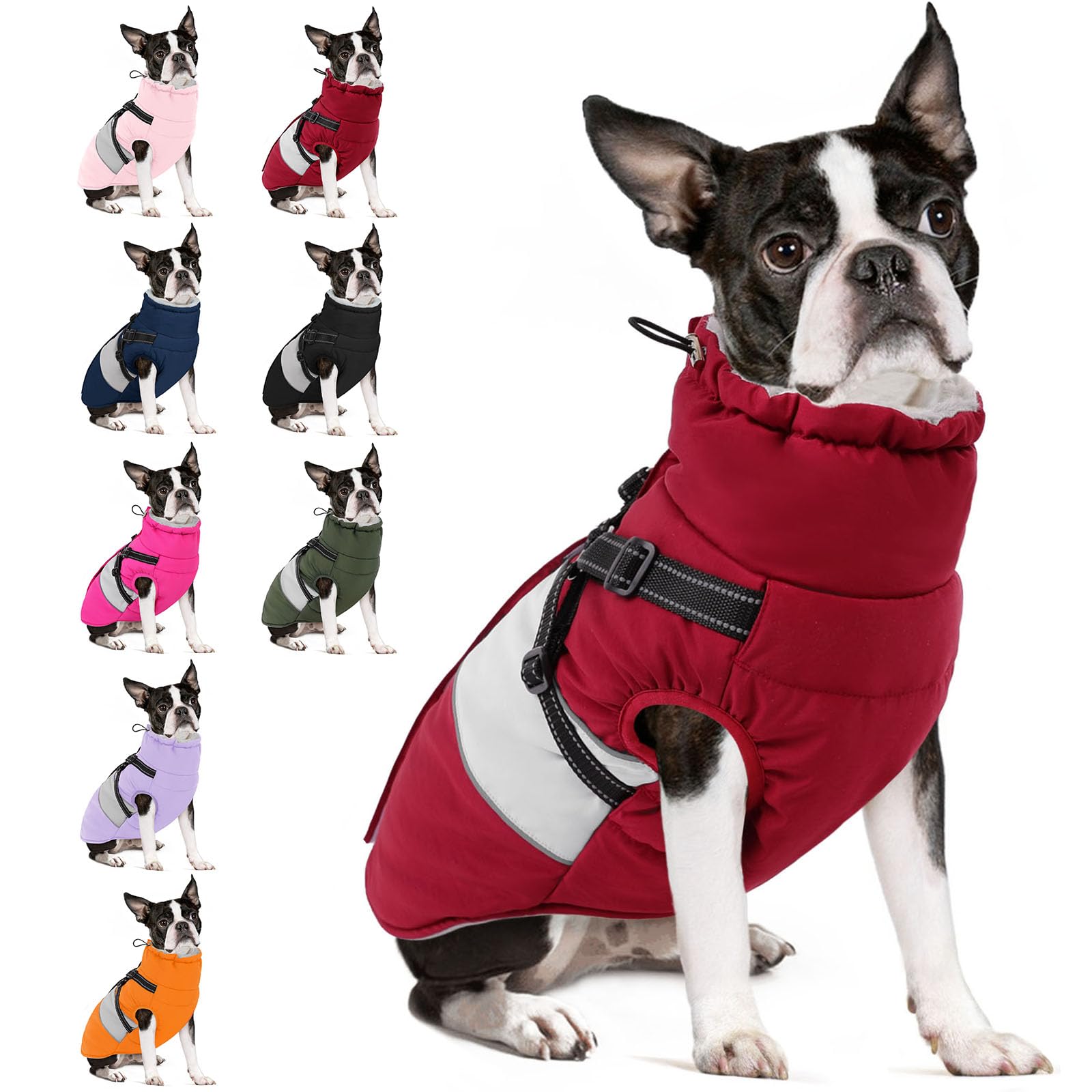Warm Dog Coat with Harness Built in Dog Jacket for Small Dogs