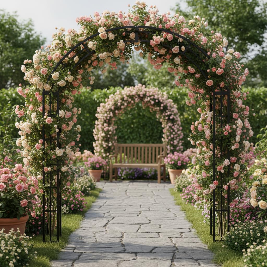 Arco Jardín Metal, Estilo Europeo, Acabado Pintado, coración Jardín, Adorno Terraza, para cultivadores, Size to 3