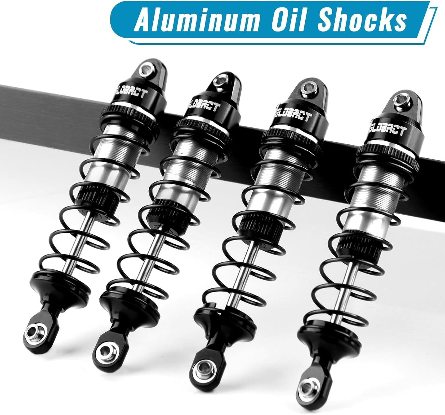 GLOBACT Aluminum 89mm Oil Shock Absorbers Front & Rear Damper with Springs for TRAXXAS Mini Maxx XRT 107154-1 108076-1 1/16 RC Truck Upgrades (Silver)