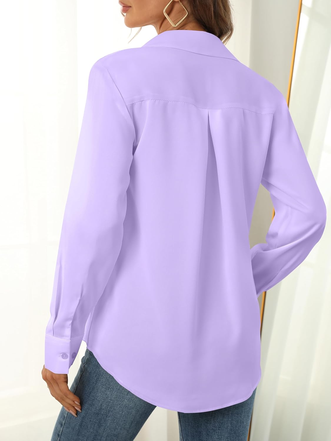 Women's Button Down Shirts Long Sleeve Basic Classic Soft Shirt Collared Fashion Dressy Casual Blouses - Image 2