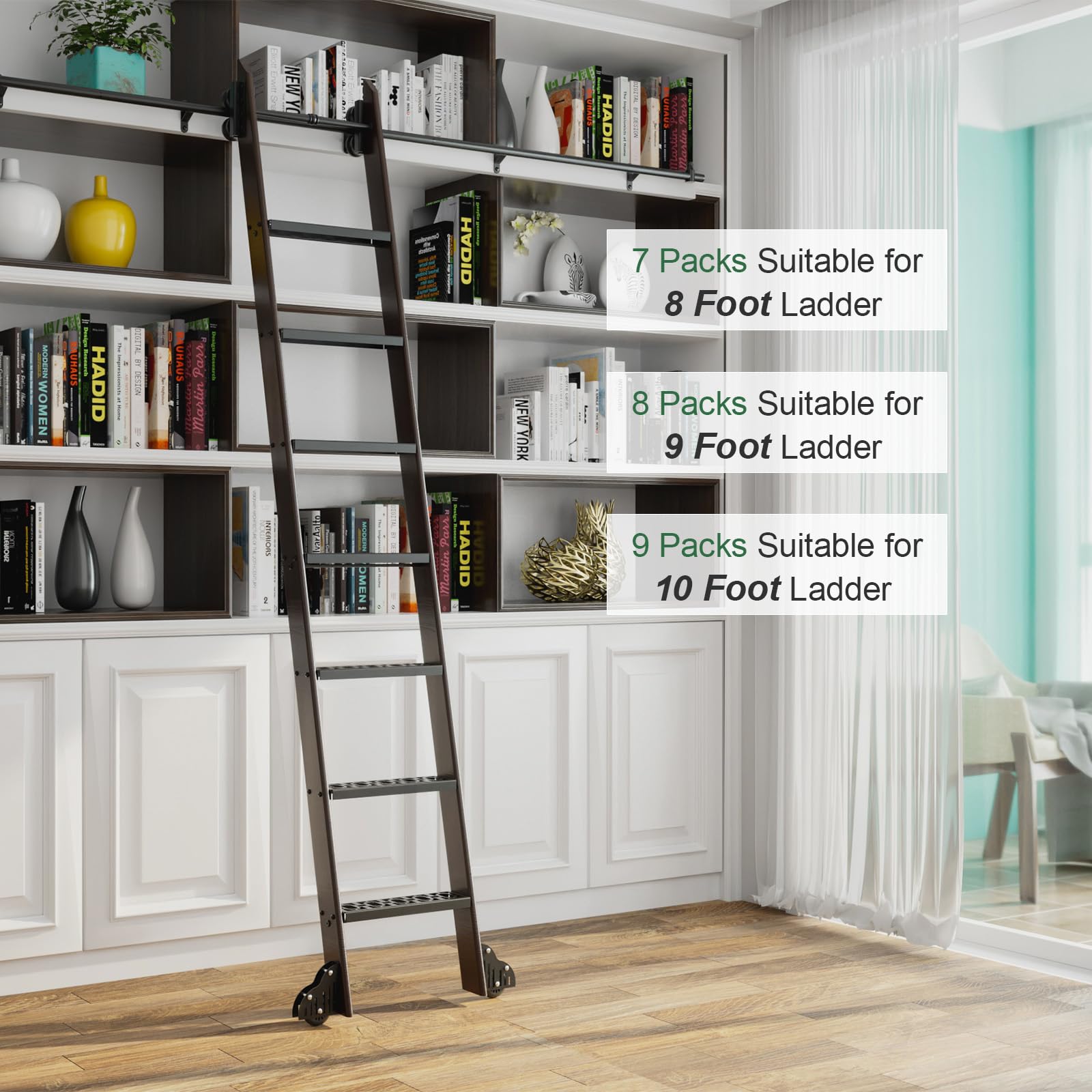 Antique Sliding Library Ladder