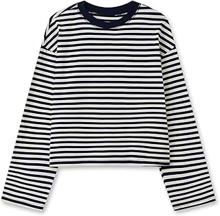 KOSUSANILL Striped Long Sleeve Shirt Women Oversized Baggy Crewneck Tshirt | Boxy Cropped Tee Tops Y2K Cute Preppy Sweatshirt Vintage Teen Girls Fall Pullover Top