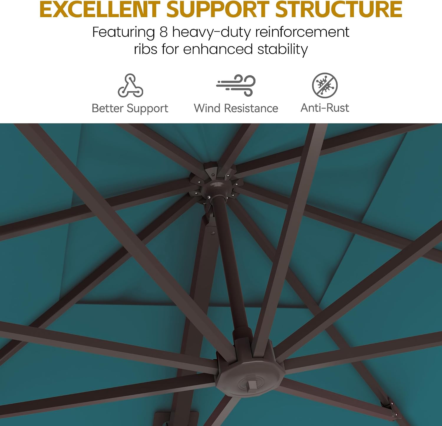 HASLE OUTFITTERS 10x10 FT Patio Cantilever Umbrella with Base, Outdoor Offset Large Heavy Duty Umbrellas with 360° Rotation for Pool Garden Deck，Turquoise