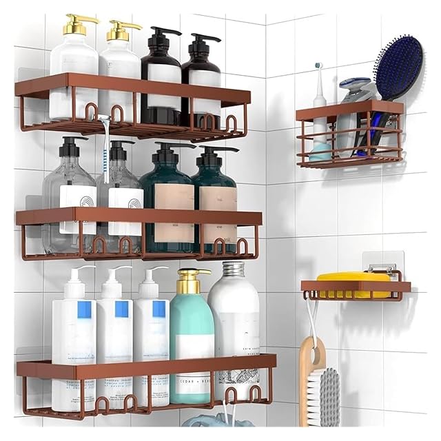 ljjymx Adhesive Shower Caddy Organizer Shelves Rack- 5 Pack Corner Bathroom Storage Organization Home Kitchen Decor Inside RV