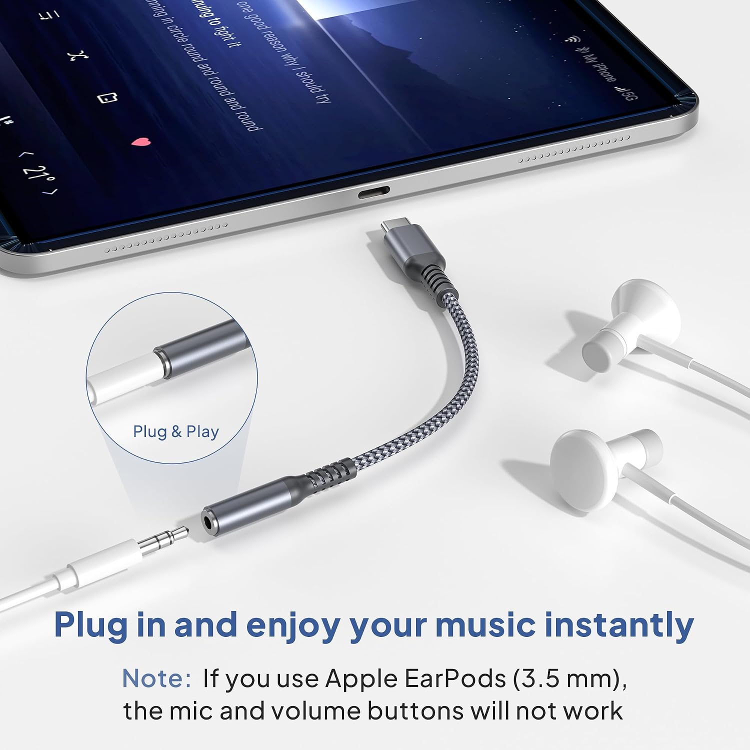 Elebase iPhone 17 17e 16 Pro Max Headphone Adapter 0.6FT,USB C to 3.5mm Aux Audio Converter,Type C to 1/8 Inch Auxiliary Jack for New Apple 17 Air 16 16e 15 Plus,iPad mini 7 6 Air,Galaxy S26 S25 S24