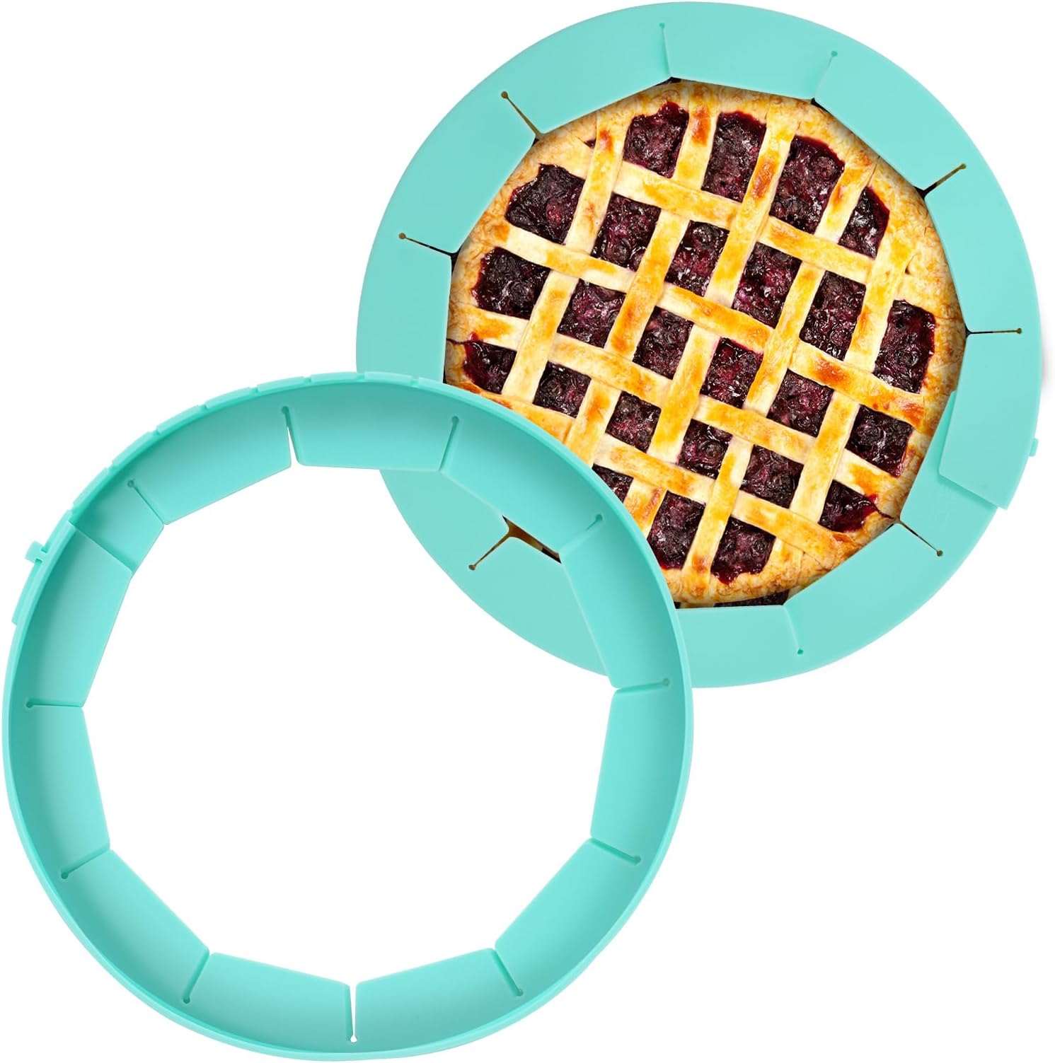 HOHUIGO Pie Crust Shield, Silicone Pie Protector Cover for Edges of Pie 8-10.5’’ Pie Shield Adjustable for Pie Pizza Baking Accessory for Making the Perfect Pie 2Pack