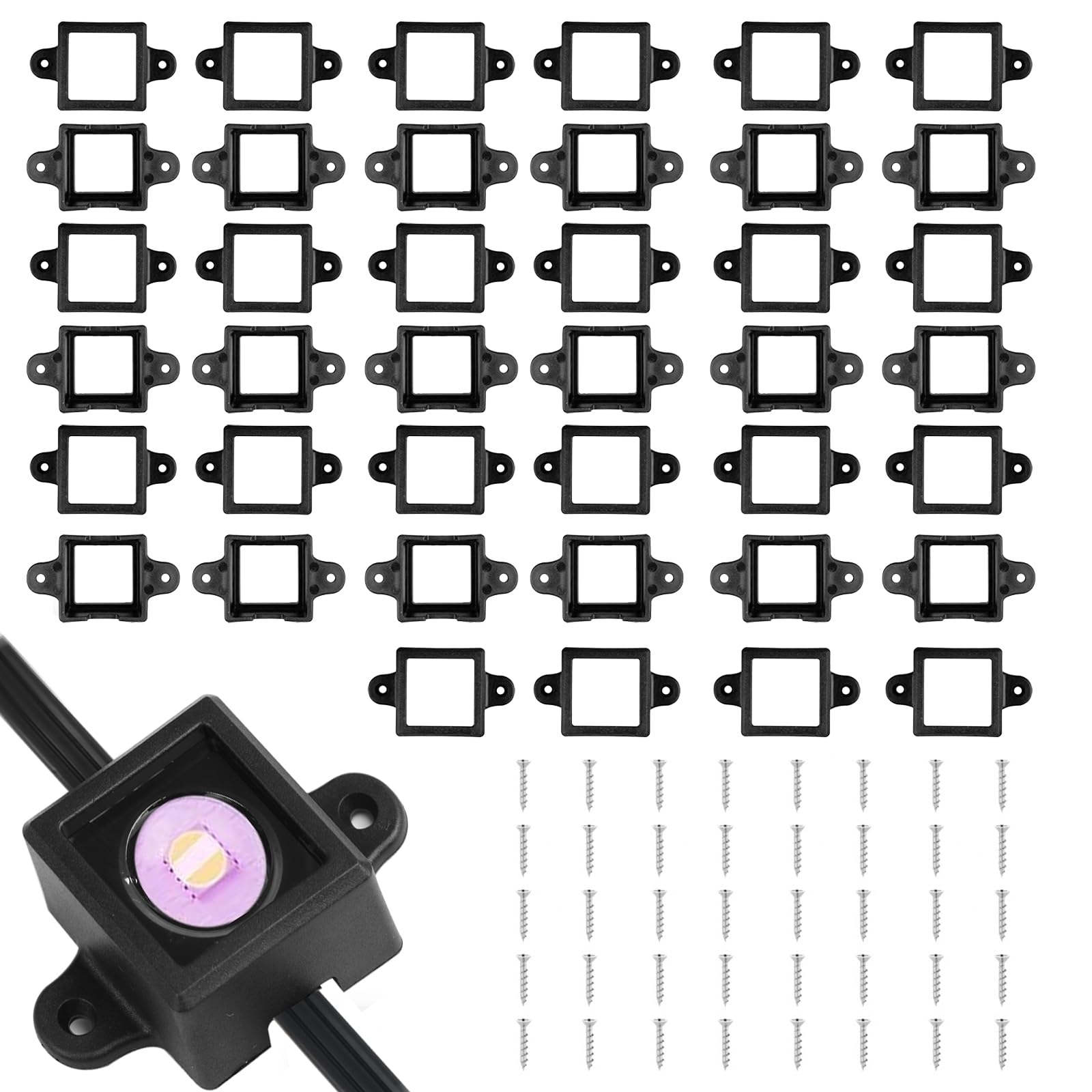 40 Packs Light Clips Mounting Brackets for Govee Permanent Outdoor Lights , Compatible with Govee Mounting Brackets H705/H7805 Series(Black)