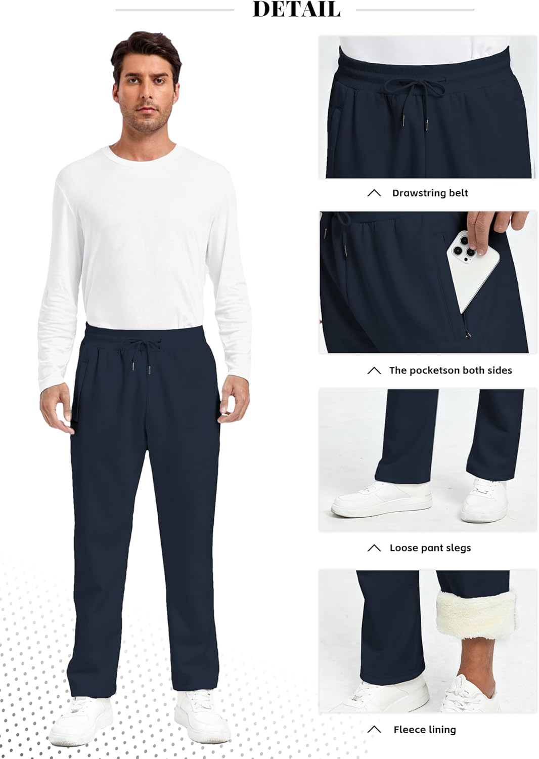 Shiyifa Men's Winter Warm Fleece Sherpa Lined Sweatpants Active Thermal Track Jogger Pants with Pockets - Image 6