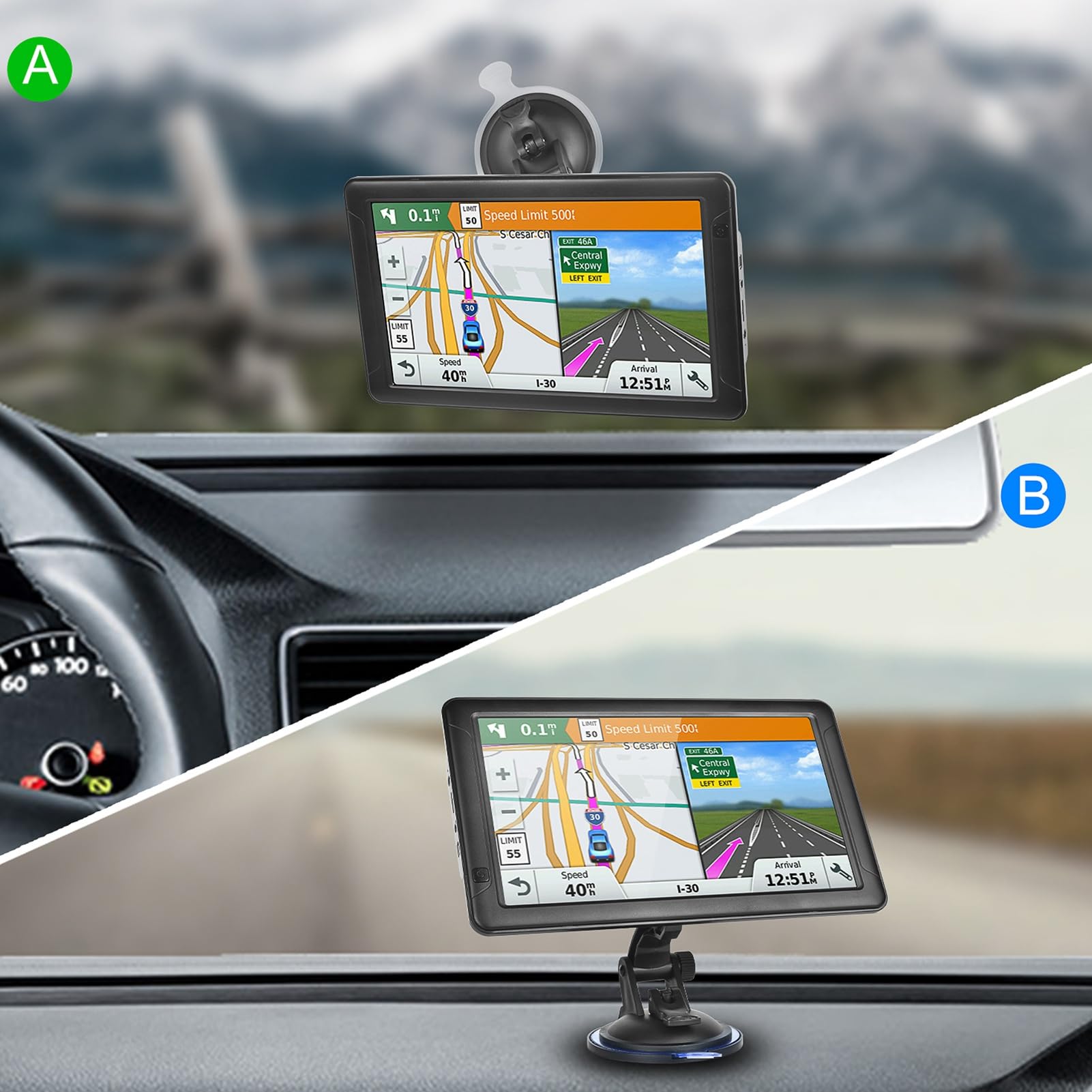 Navegación GPS para automóvil de 9 Pulgadas Pantalla táctil de orientación por Voz de Puntos de interés Grandes 800 × 480 Portátil para Conductores de Camiones Navegador GPS