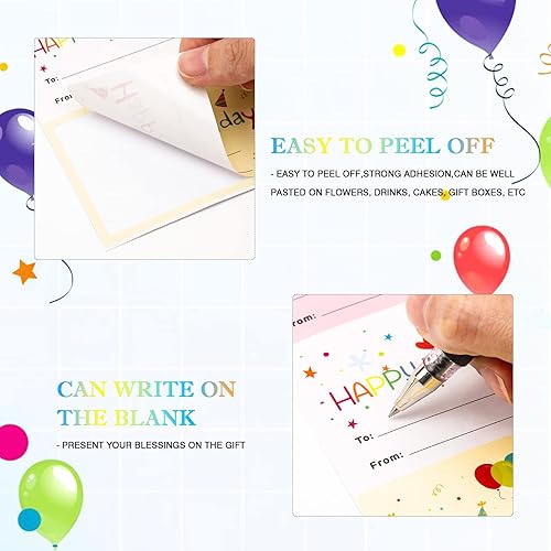 Miniatura 3 de Anwyll Calcomanías de nombre de feliz cumpleaños, 100 unidades, 3 x 2 pulgadas, autoadhesivas, regalo de cumpleaños, para fiestas, envoltura de