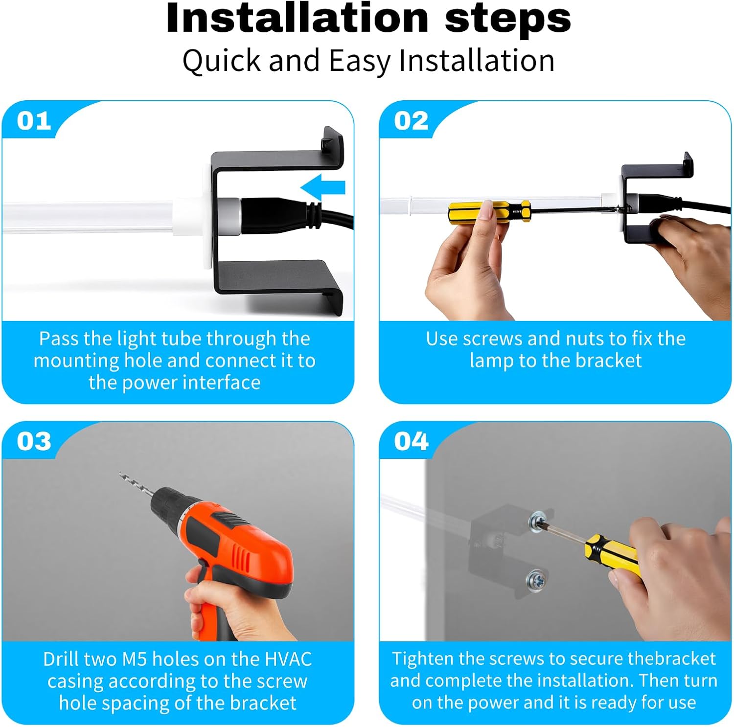 AIRBABY HVAC ÜV Light Air Purifier Bulb, AC 120V 18W 14inch, ÜVC Light Coil Cleaner with Hardware bracket in Duct (Air Conditioning), Air Scrubber, HVAC ÜVC lights for Ac Systems