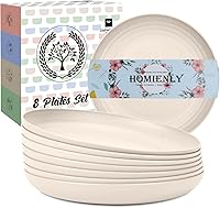 Vista 10 de Homienly Platos pequeños Platos de paja de trigo ligeros e irrompibles de 5.7 pulgadas Juego de 8 platos pequeños de postre, aptos para Beige