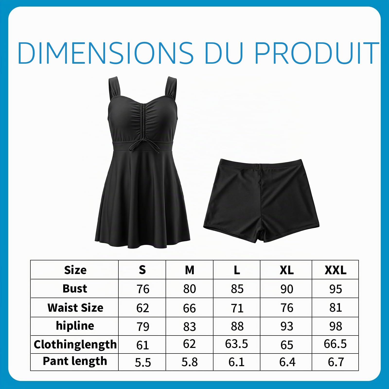 Maillot de Bain Deux Pièce Femme, Tankini Réglable avec Boyshort, Swimsuit Rembourré Push-Up, Maillots de Bain Sexy pour Femme