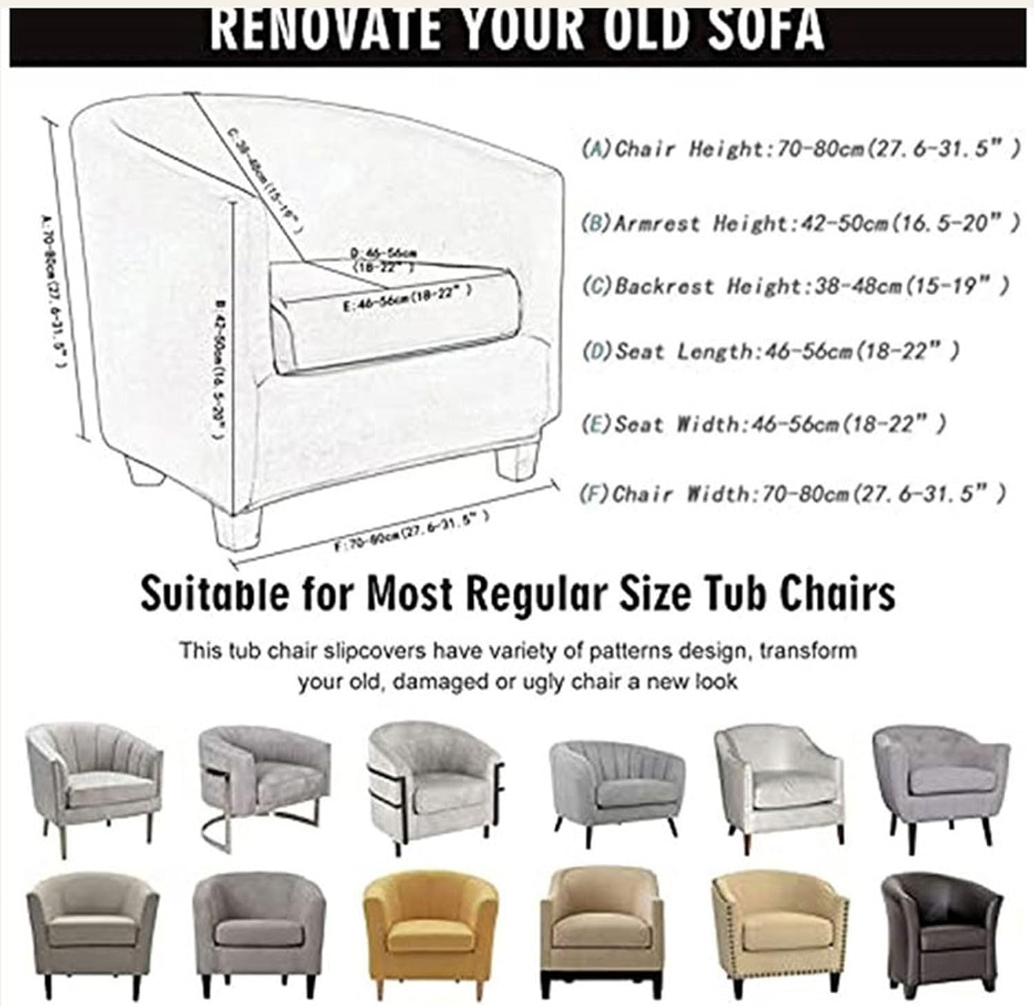 PEKJI Halloween Club Chair Slipcover Tub Chair Covers for Armchairs Stretch Armchair Slipcovers Washable Wing Back Covers(A03)