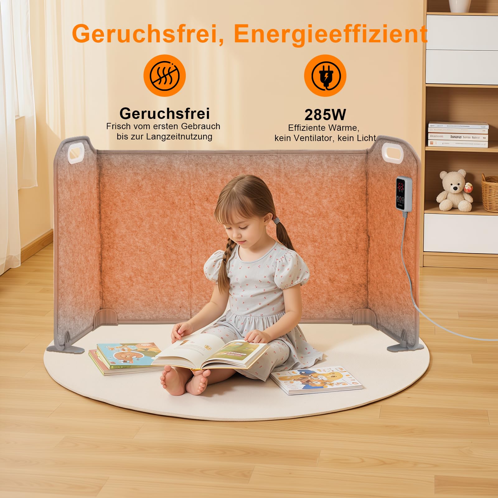 Faltbarer Bein-Fußwärmer mit Decke, 5 Falten Plusgröße Unter Schreibtisch Heizgerät, 8 Stufen Hochtemperatur-Version Wärmer, 1-9H Timer, Elektrische Raumheizung für Büro und Zuhause, 285W