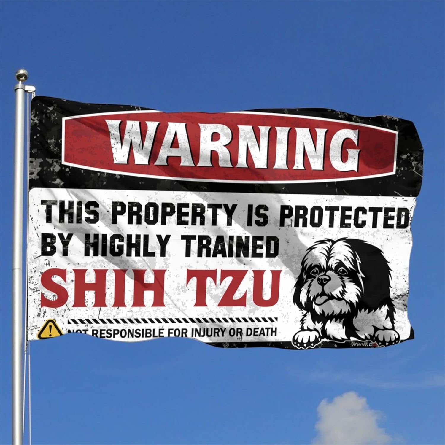 男性の洞窟の装飾警告 このプロパティは高度に訓練されたシーズーの旗によって保護されています 壁フラッグ 男プールアクセサリー用(サイ