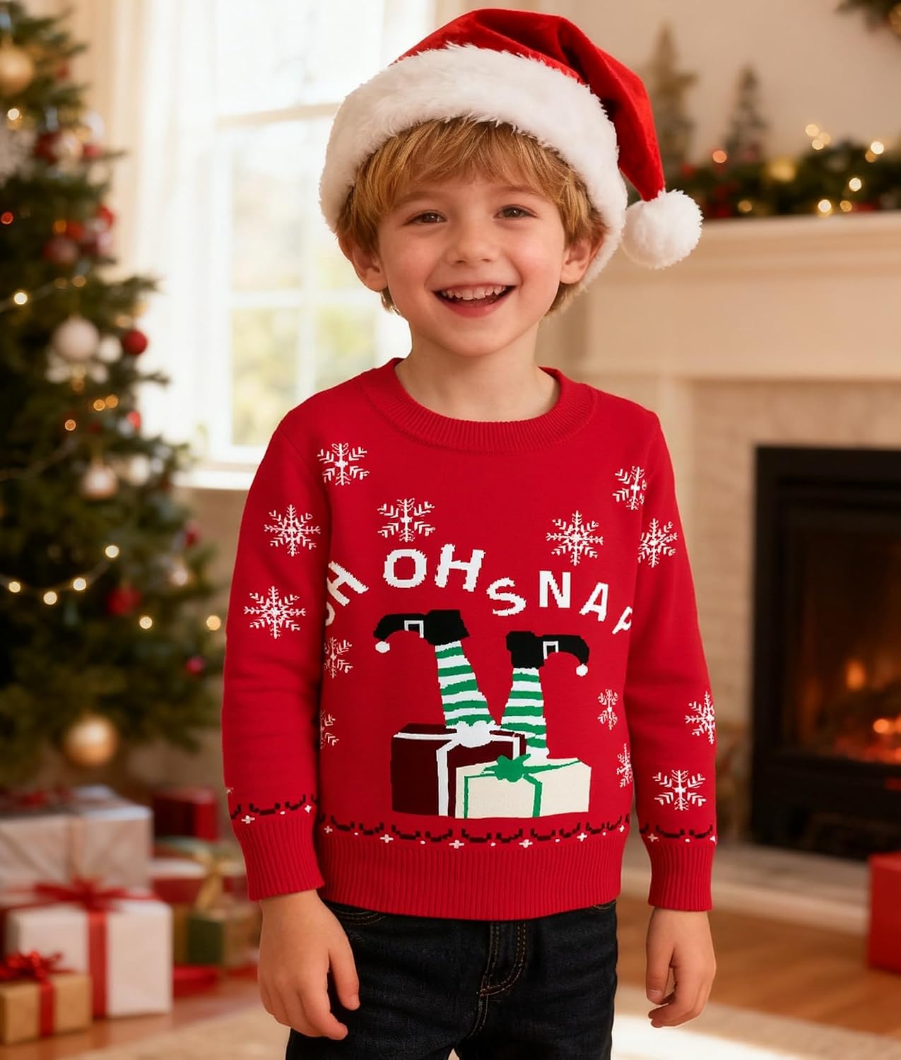 Todler Christmas Sweater Unisex Kids Xmas Ugly Knit Pullover 3-7 Years