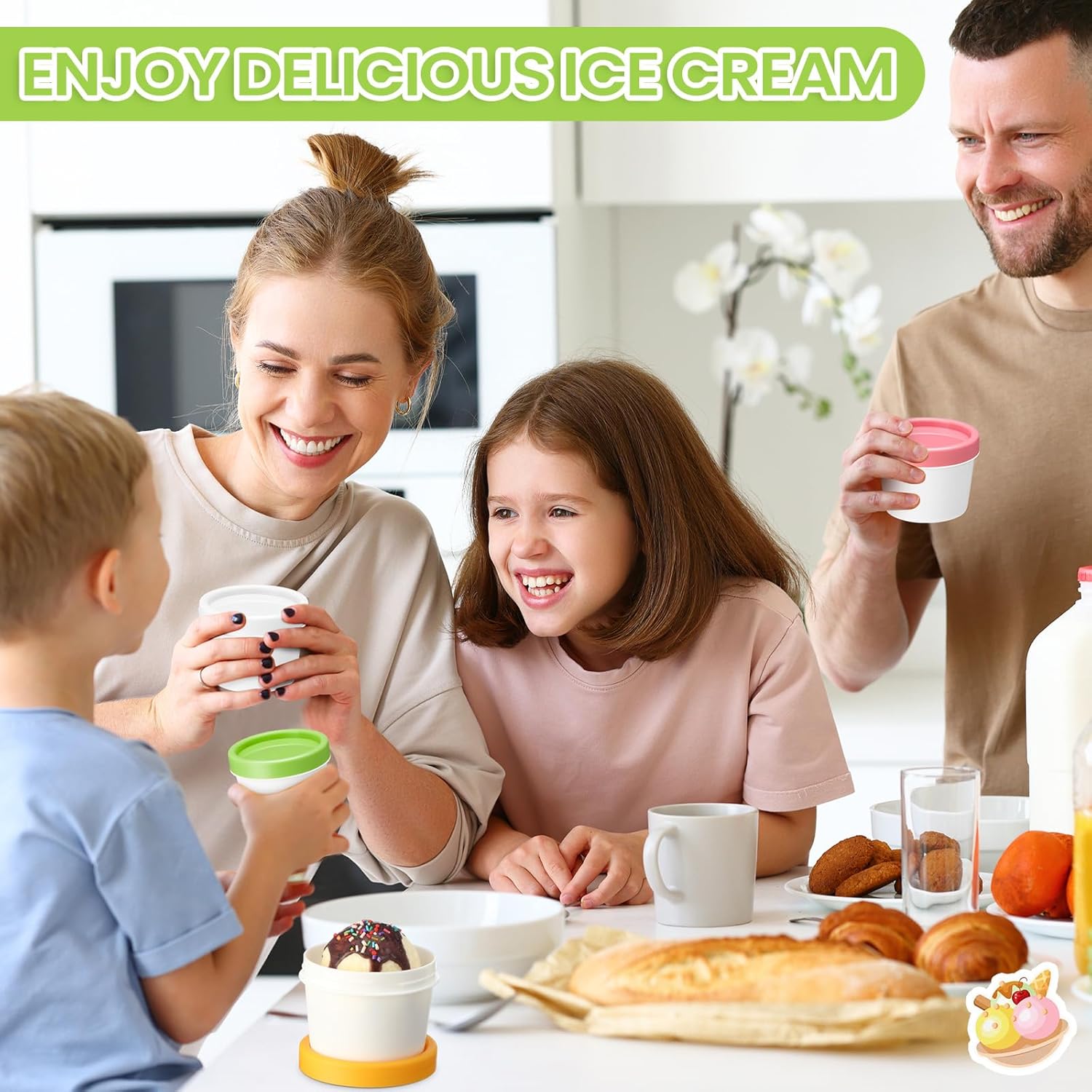 50 Pack 3oz Mini Homemade Ice Cream Containers with Lid Freezer Storage Tub Homemade Ice Cream Container Reusable Leakproof Dessert Bowls for Sorbet(Pink, Light Yellow, Light Green, White) - Image 3