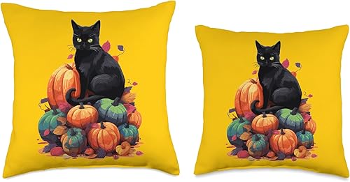 Miniatura 3 de Helloween Cat Costume And Horror Costume Designs Disfraz de Halloween para mujer con calabaza gato negro, 16 x 16 pulgadas, multicolor