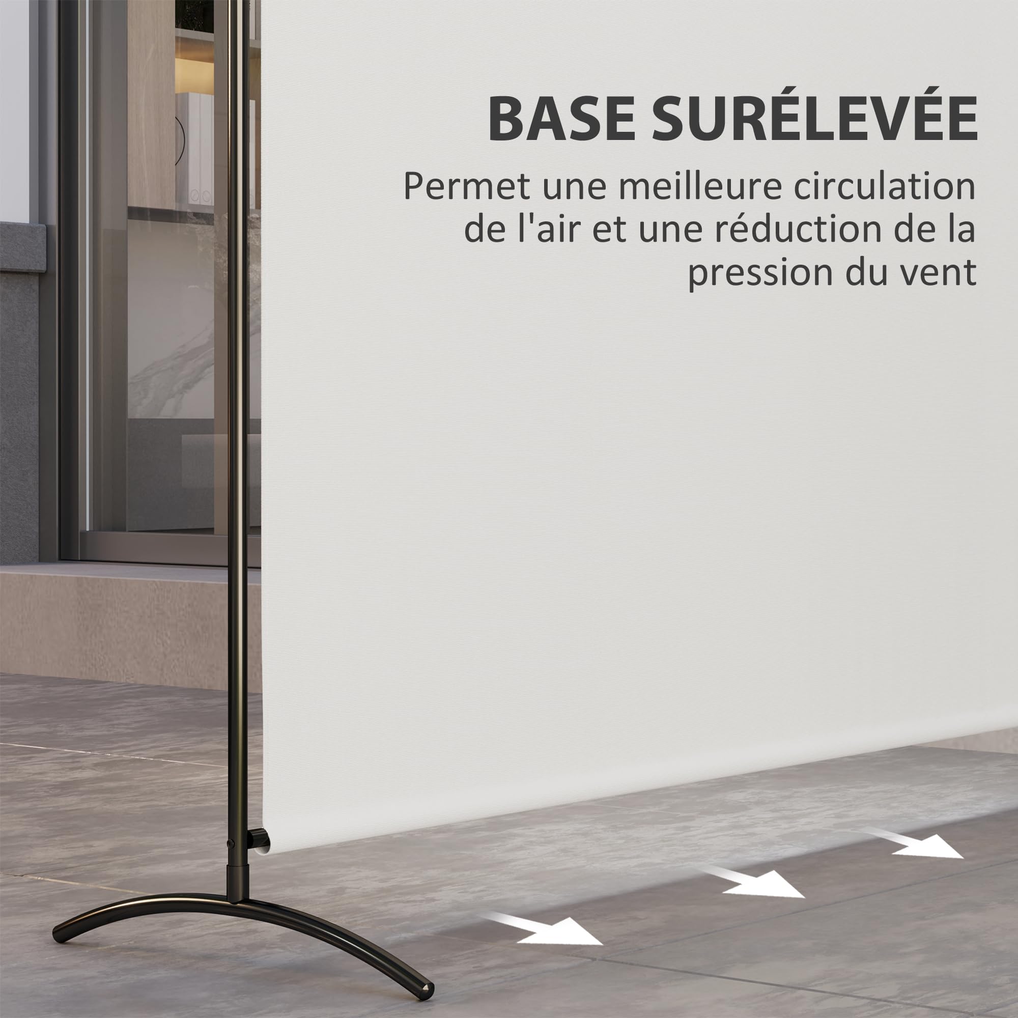 Outsunny Paravent Extérieur à Panneau Unique UV30+ 180H cm Beige | Séparateur de Pièce, Panneau Brise-Vue, Base Stable, pour Intérieur et Extérieur