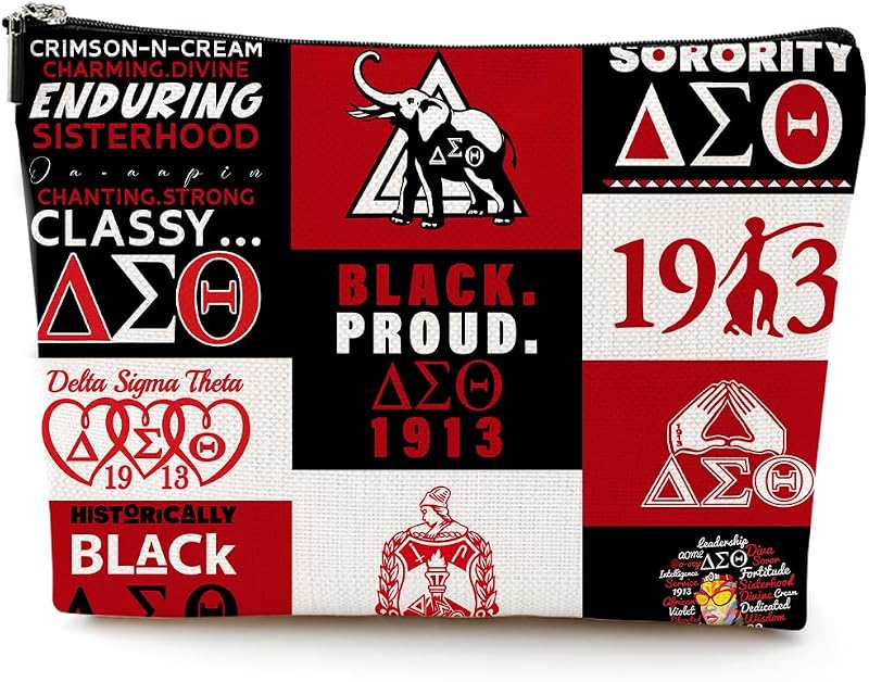 DST 1913 Sigma Theta Sorority Makeup Bag Greek Sorority Gifts for Women Sisterhood Paraphernalia Cosmetic Bag Travel Toiletry Makeup Organizer Zipper Pouch 1