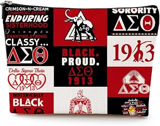 DST 1913 Sigma Theta Sorority Makeup Bag Greek Sorority Gifts for Women Sisterhood Paraphernalia Cosmetic Bag Travel Toiletry Makeup Organizer Zipper Pouch 1