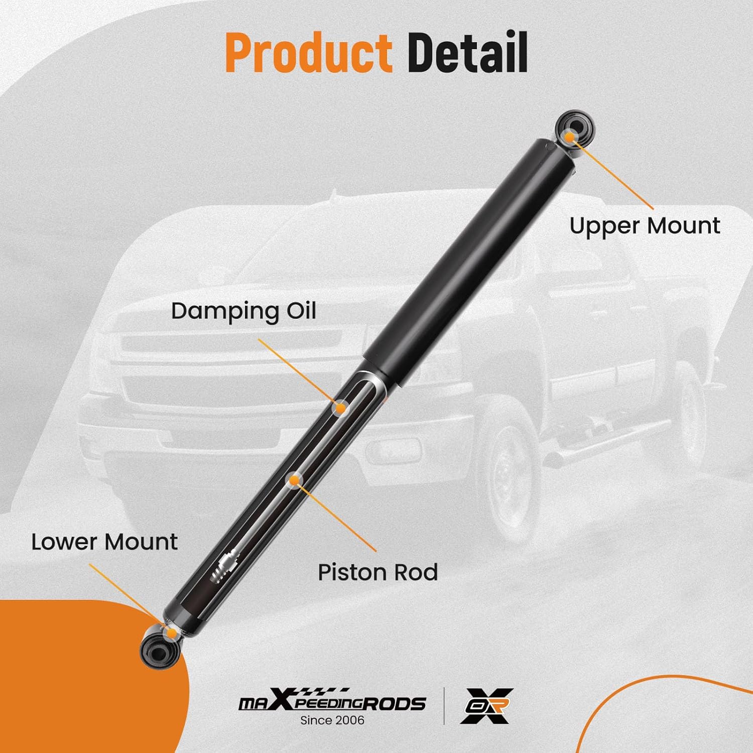 maXpeedingrods 2Pc Rear Shocks for Chevy Silverado 1500 GMC Sierra 1500 1999-2006 Silverado 1500 Classic Sierra 1500 Classic 2007, 37150 Shock Absorbers