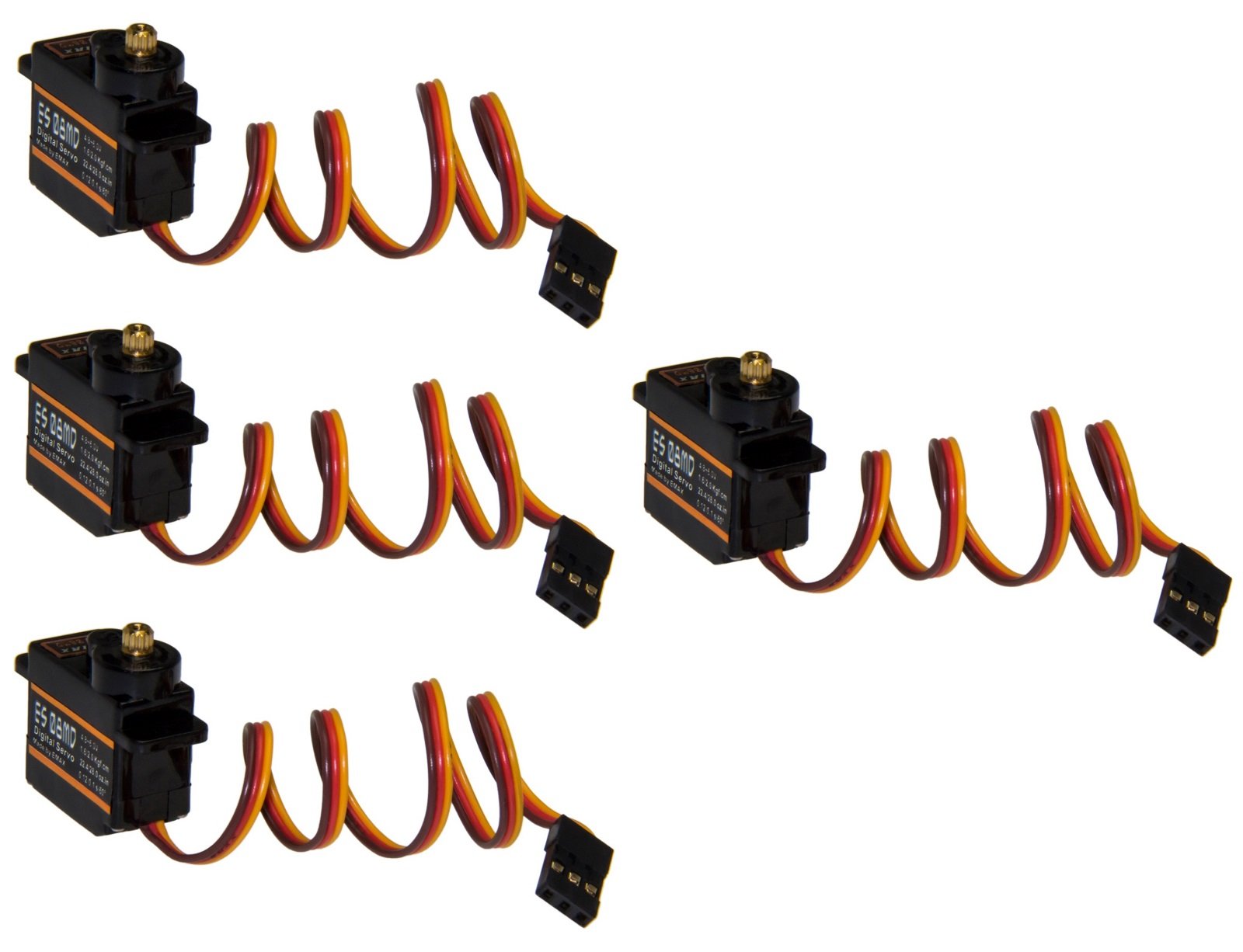 4x Servos Digitales Emax ES08MD - Metal Gear, 12g, 0.08s, 2.4kg, Conector Futaba