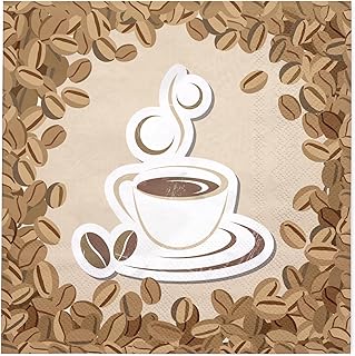 WRAPAHOLIC 50Pcs Coffee Bean Luncheon Napkins - 3-Ply Love is Brewing Theme Disposable Paper Napkins for Coffee Lovers Love is Brewing Wedding Shower Engagement Party - 6.5 x 6.5 In