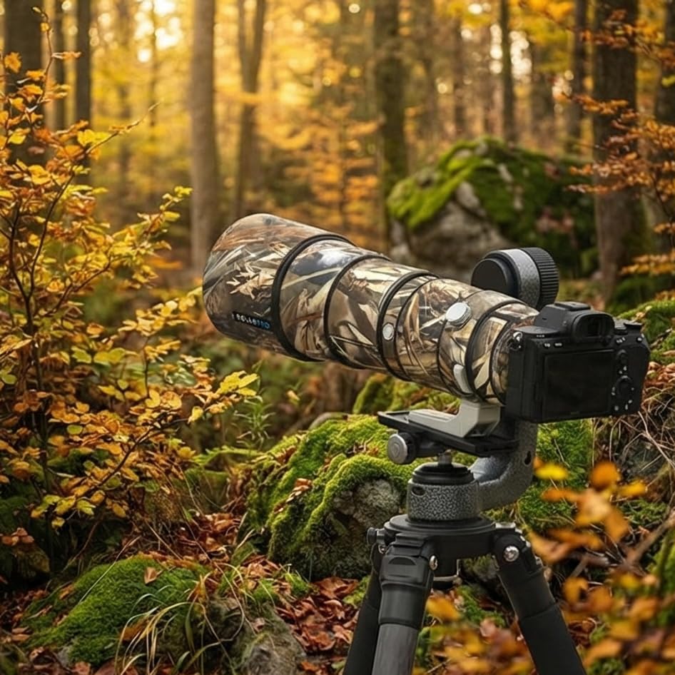 Image of ROLANPRO Camoflage Lens Cover for Sony FE 200-600mm F5.6-6.3 G OSS Coat Lens Protective Sleeve Case-#39 Reed B Waterproof