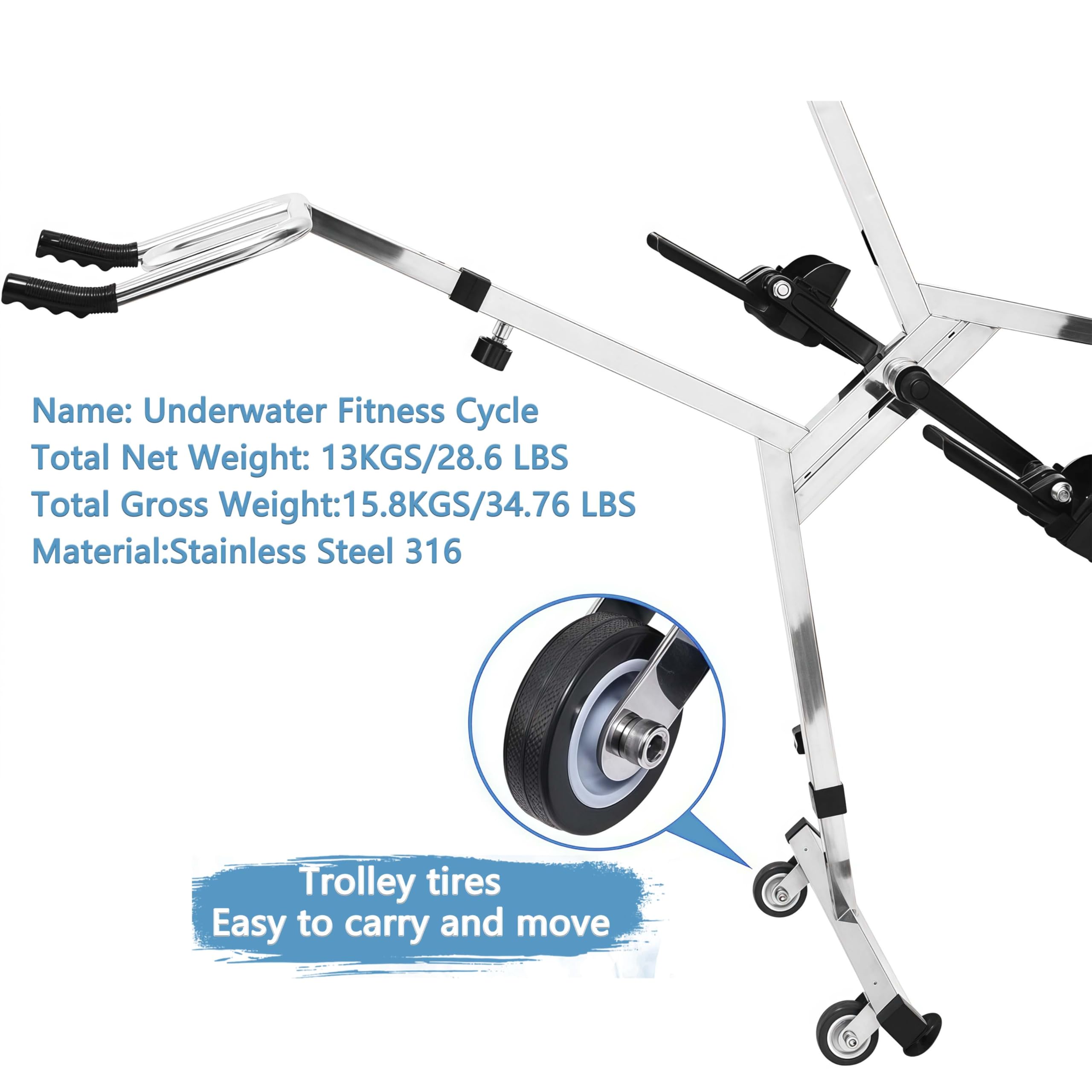 Aquabikes Aus Edelstahl 316l, Fitnessbike FüRs Schwimmbad, Fitness-UnterwasserfahrräDer FüRs Training, Mit Pu-Sitz Und Pe-Pedal, FüR Fitnesscenter Und Heimtrainer