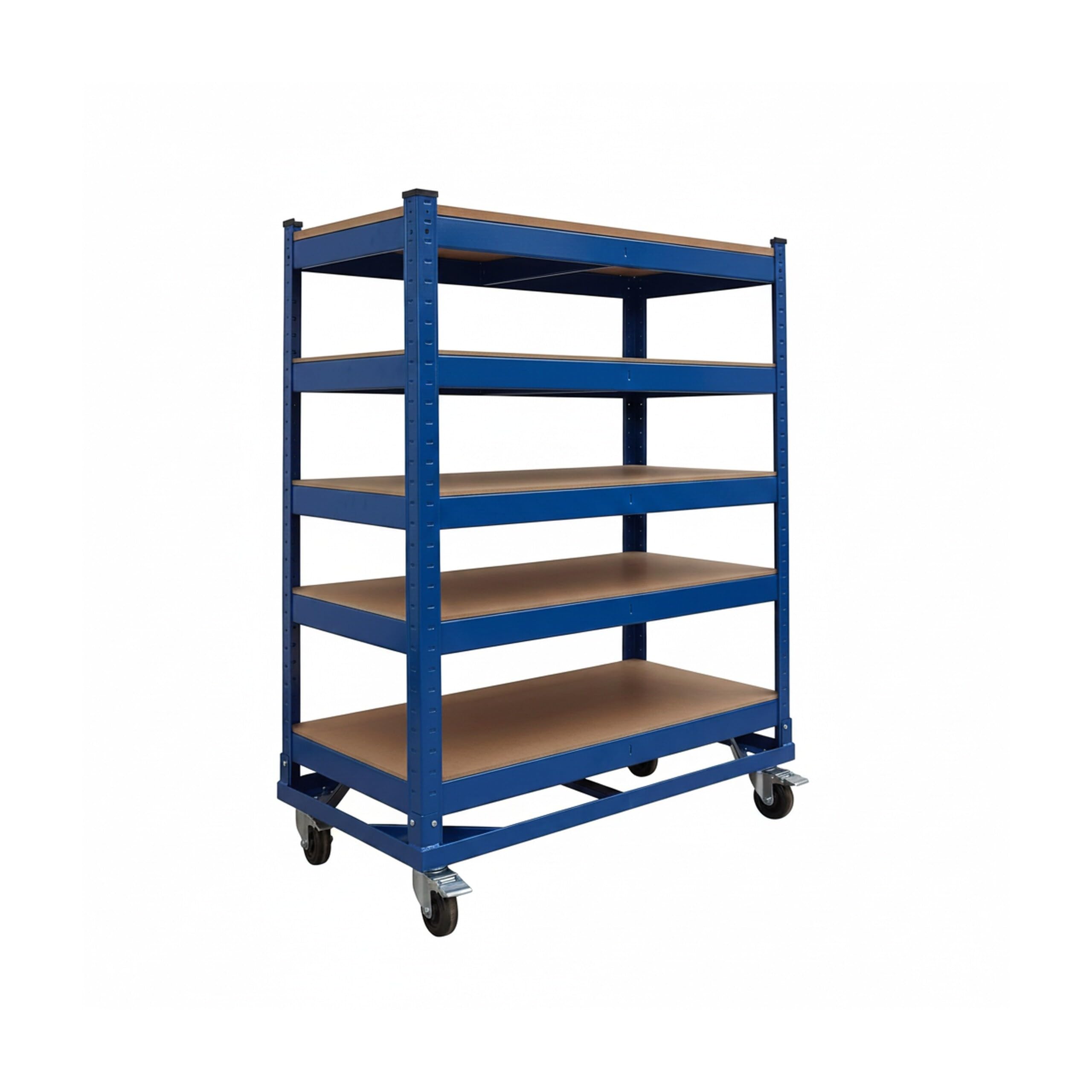 Relaxdays Carrello Officina 5 Ripiani, Ruote con Freno, Fino a 750 kg, 110x90x45 cm, Acciaio Blu
