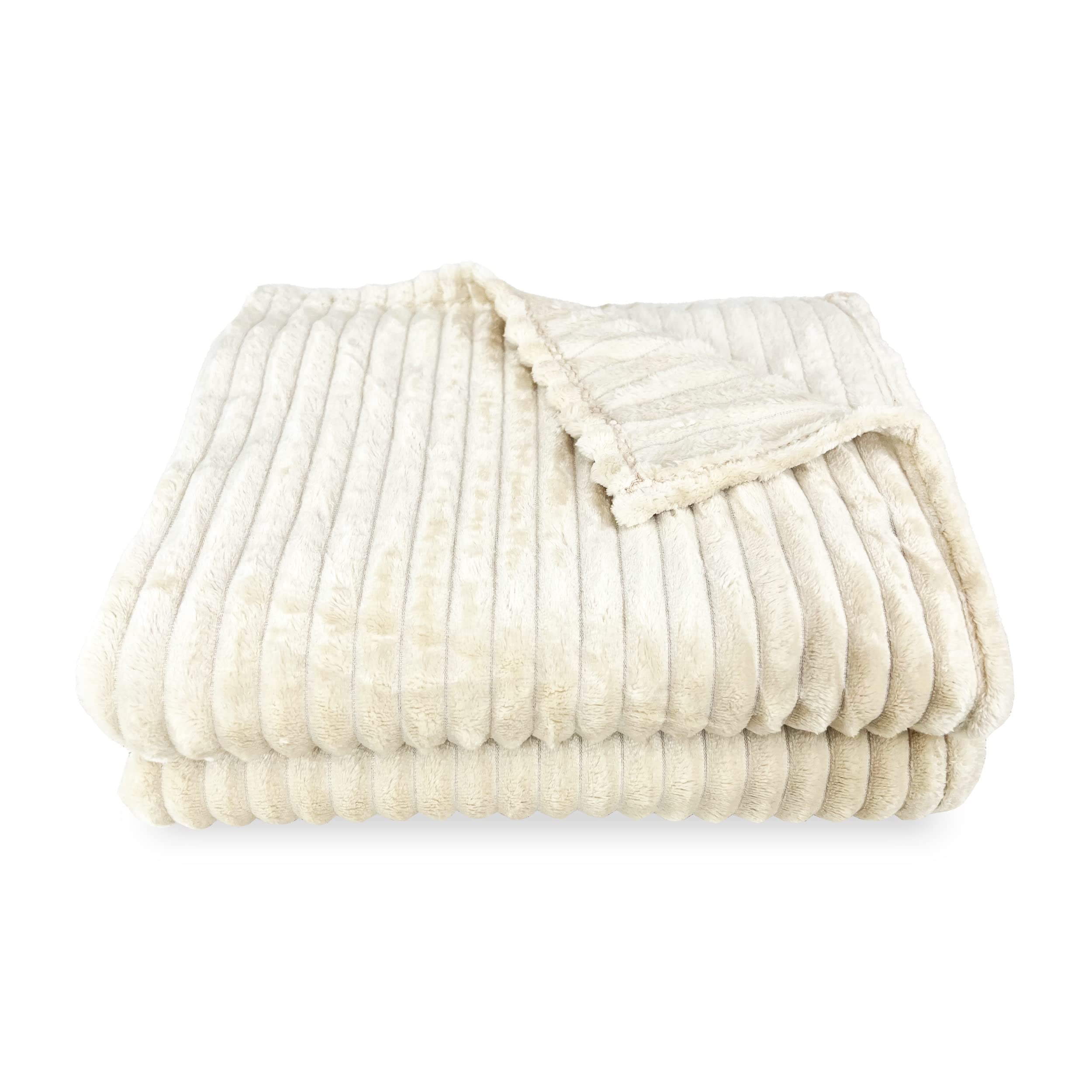 Meishida Manta Sofá Pequeño, Manta Polar de Franela, Manta Microfibra Super Suave y Cálido (Crema, 120 x 150 cm)