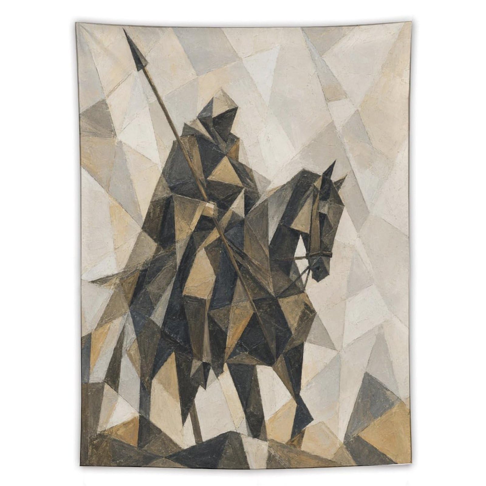 H3B8U2Y5 Geometric Horse and Rider Wall Tapestry, Geometric Art, Entryway