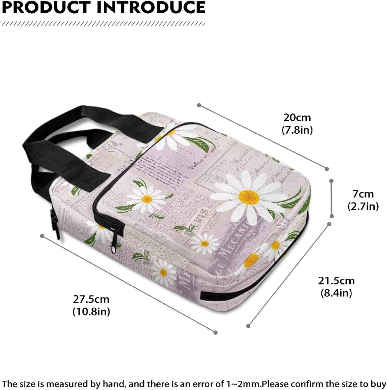 Daisy Newspaper Bible Cover for Women Lightweight Journaling Storage Organizer with Durable Double Handle Book Protector