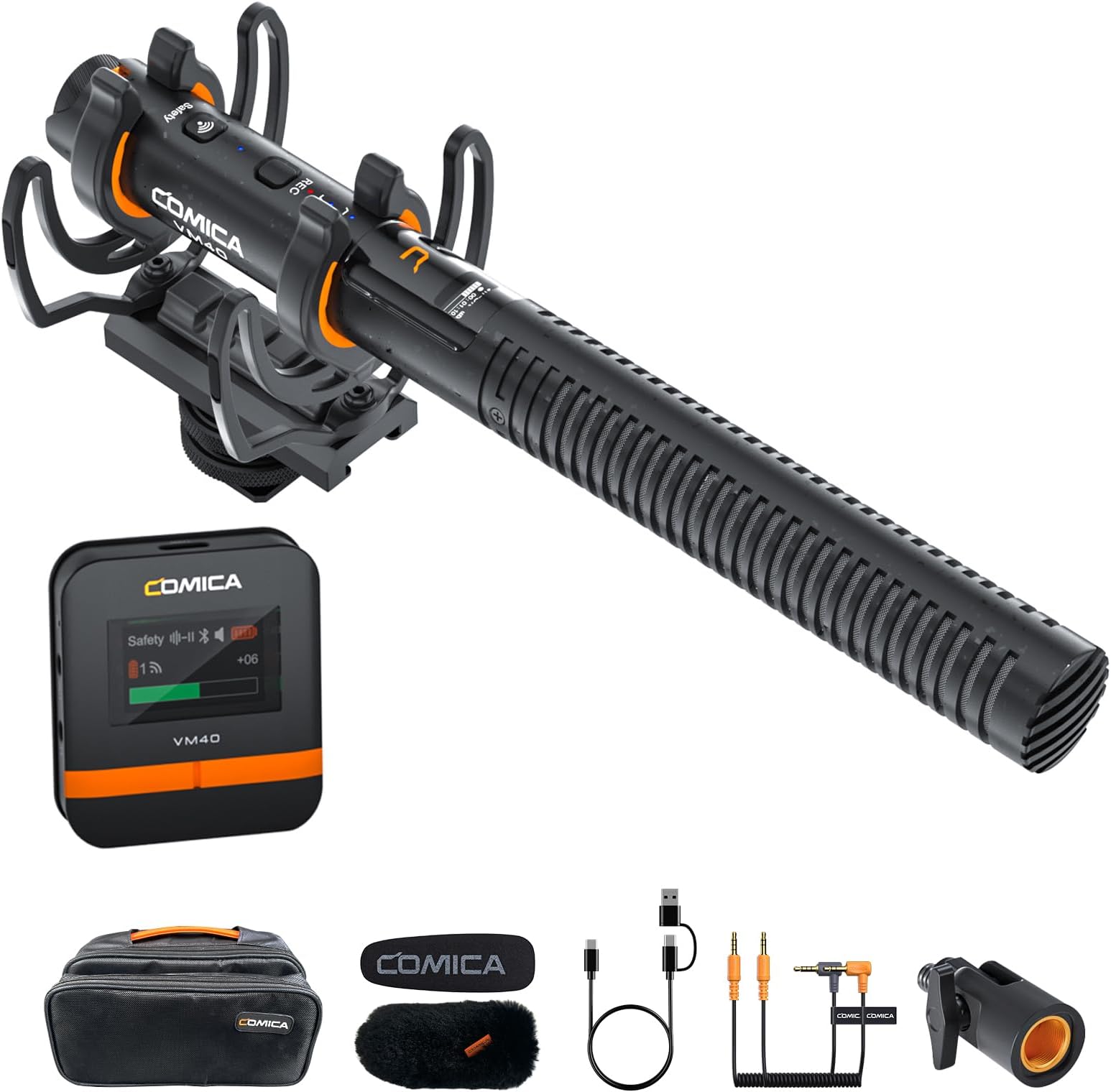 VM40 Shotgun Microphone with Wireless Modes, 48kHz/32-bit, 32GB Storage, Safety Audio Track, Super Cardioid Camera Mic for Filmmakers, Vloggers - Wireless Mic for Camera, Smartphone, PC