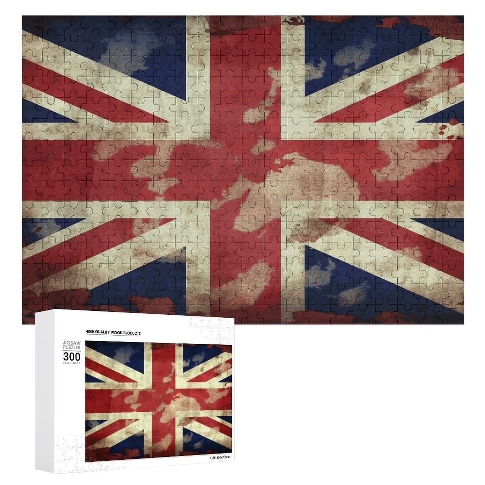 Rompecabezas de madera de la bandera británica con caja, ideal para decorar paredes 8