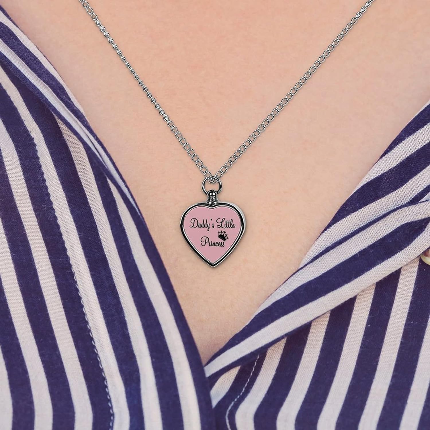 Daddy's Little Princess Urn Necklace for Ashes Cremation Heart Jewelry Memorial Locket Pendant Keepsake One Size