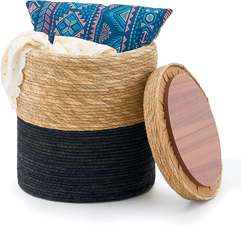 Hand-Woven Round Pouf Ottoman — $56