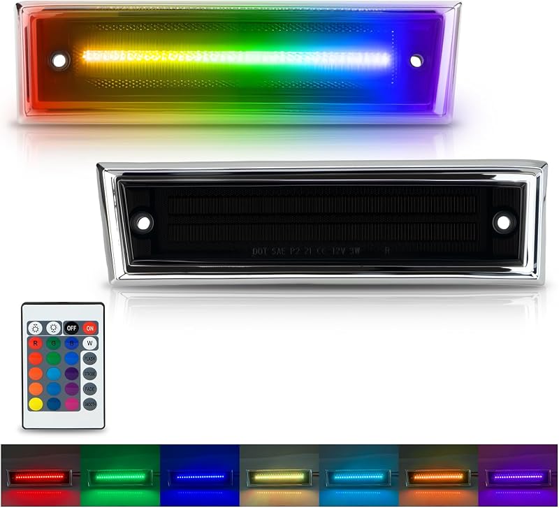 Luzes de posição laterais LED RGB Bestview para Chevrolet C10 C20 C30 e GMC – Lente fumê, par