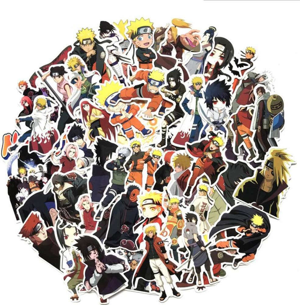 63pcs Naruto Decals Anime Cartoon Stickers Waterproof Sunlight-Proof DIY Ideals for Cars, Motorbikes, Portable luggages, Laptops