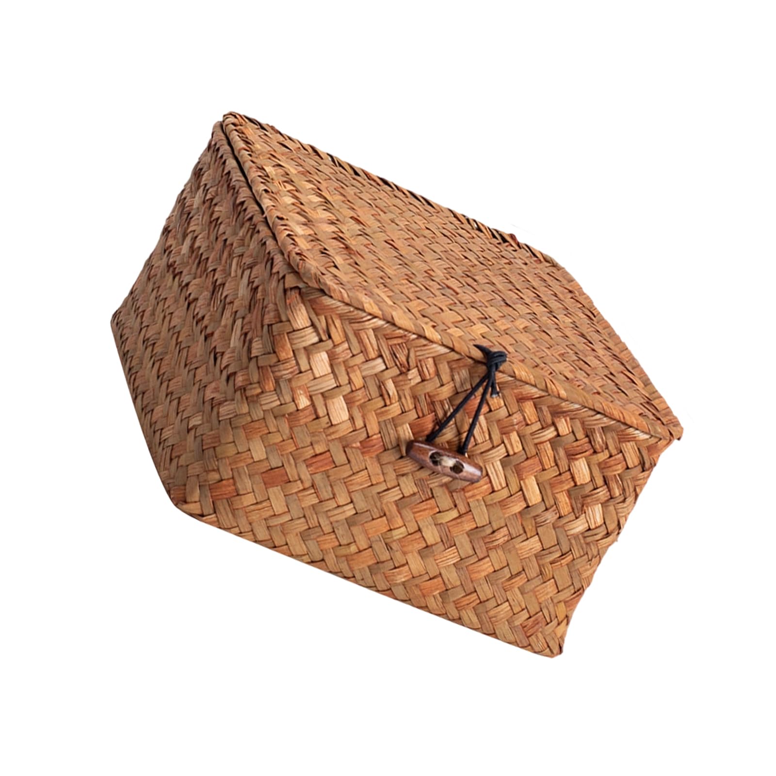 LUCKGONI Natural User Friendly Hand Woven Rattan Storage Basket Featuring a Cover for Homes Organization Living Area