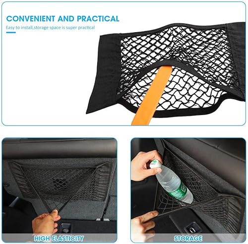 Miniatura 3 de Cherocar Organizador de almacenamiento de automóvil, red de malla de malla de almacenamiento universal para maletero de automóvil (negro-A)