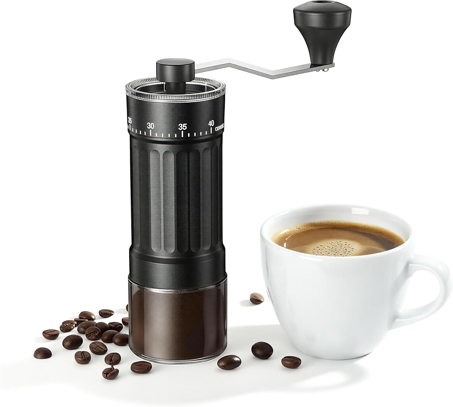 Hand Coffee Grinder with 40 External Adjustment Levels Ceramic Conical Burr Mill for Pour Over Espresso Drip Coffee Home Kitchen and Office Use