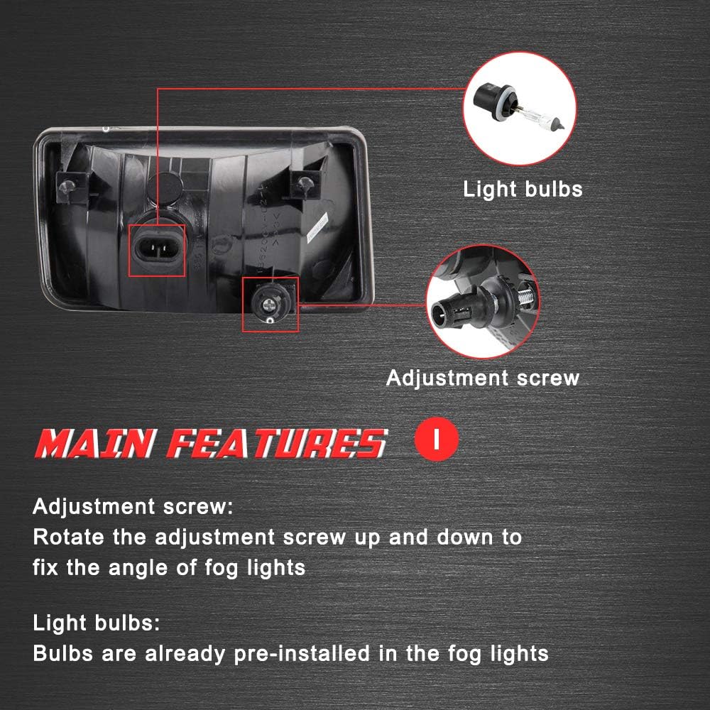 A ABIGAIL Driving Fog Lights Lamps Replacement for 2007-2014 Chevy Silverado 1500 2500 3500 Suburban Tahoe; 2007-2014 GMC Sierra,Yukon With H16 12V 19W Halogen Bulbs 25883245, GM2593160​(Clear Lens)